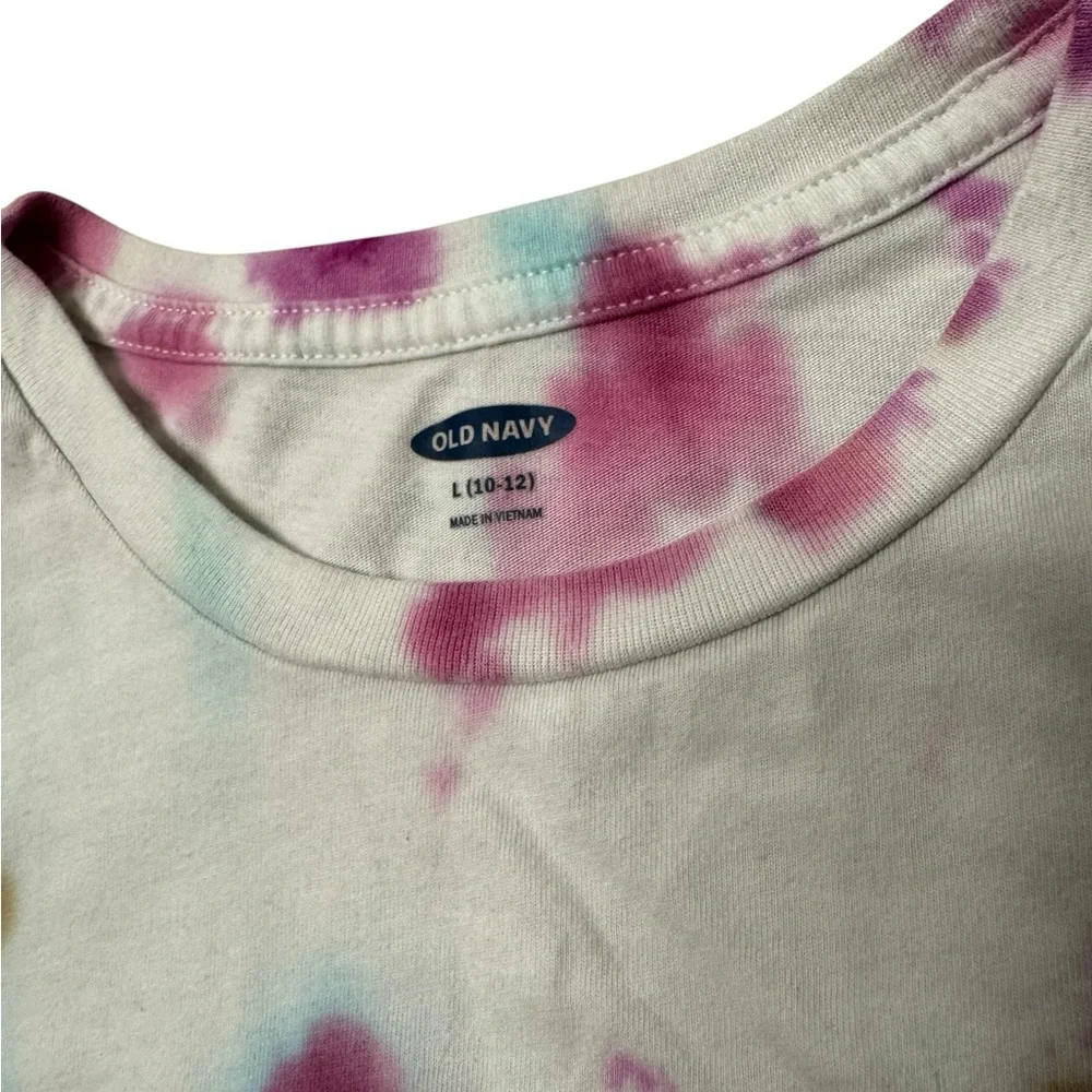 Old Navy | Kids White Shirt with Colorful Purple Yellow Turquoise Tie-Dye Tee